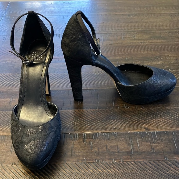 White House Black Market | Women's Black Lace Heels - Picture 5 of 14